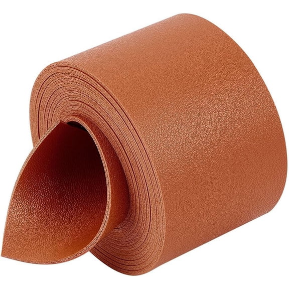 79" Long Double Sided Lychee Pattern Leather Strap Glossy Light Brown Leather Strip 2" Wide PU Leather Strap Roll