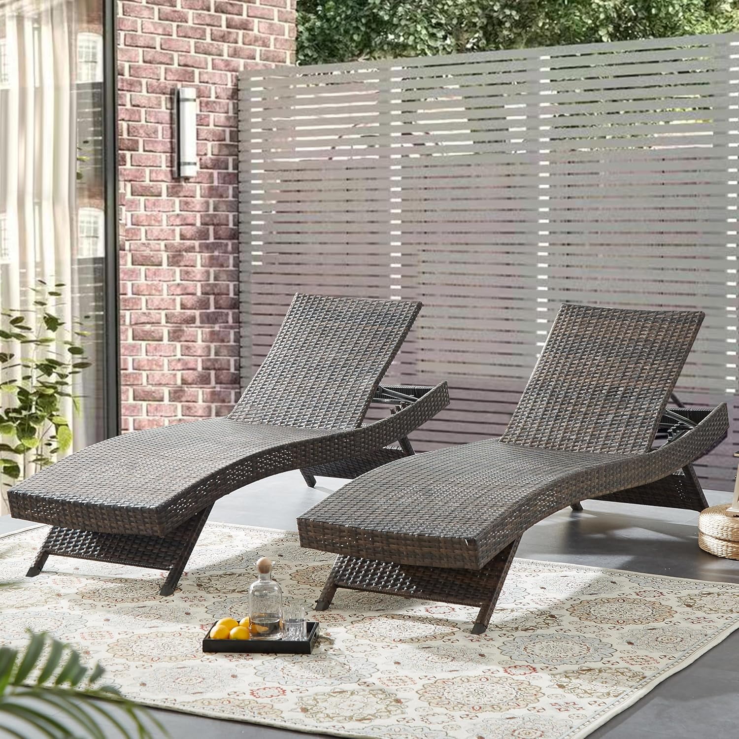 79'' Long Reclining Chaise Lounge Set (Set of 2), Outdoor Wicker — free download
