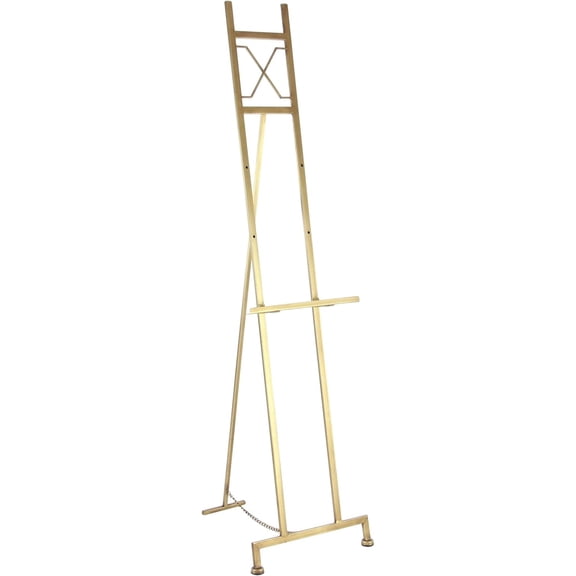 79 Metal Display Easel Large Adjustable 3 Tier Floor Standing Easel with Chain Support, Display Stand 16" x 19" x 57", Gold