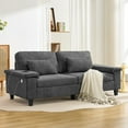 thumbnail image 1 of 79" Modern Deep Seat Sofa for Living Room with Adjustable Armrests & USB/Type-C Charging Ports ,3-Seater Loveseat for Apartment, Home Office, 1 of 8
