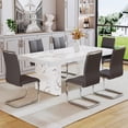 thumbnail image 1 of 79" Modern Marble Dining Room Table Sets for 6,7 Piece Kitchen Dining Table and Chairs Set- Gather in Style and Comfort, 1 of 10