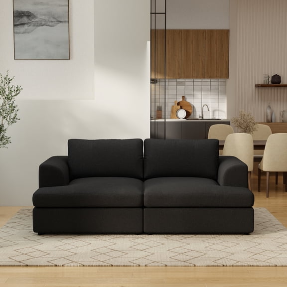 Sdorens 79" Modular Sectional Couch,2-Seater Cloud Couch with Removable Washable Covers,Sectional Sofa for Living Room Apartment,Black