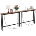 thumbnail image 1 of 79" Narrow Console Table with Power Outlet 2 Pack, Rustic Brown | Entryway Table with Charging Station & 4.9 Ft Extension Cord & Adjustable Feet, behind Couch Table for Living Room, Hallway, 1 of 8