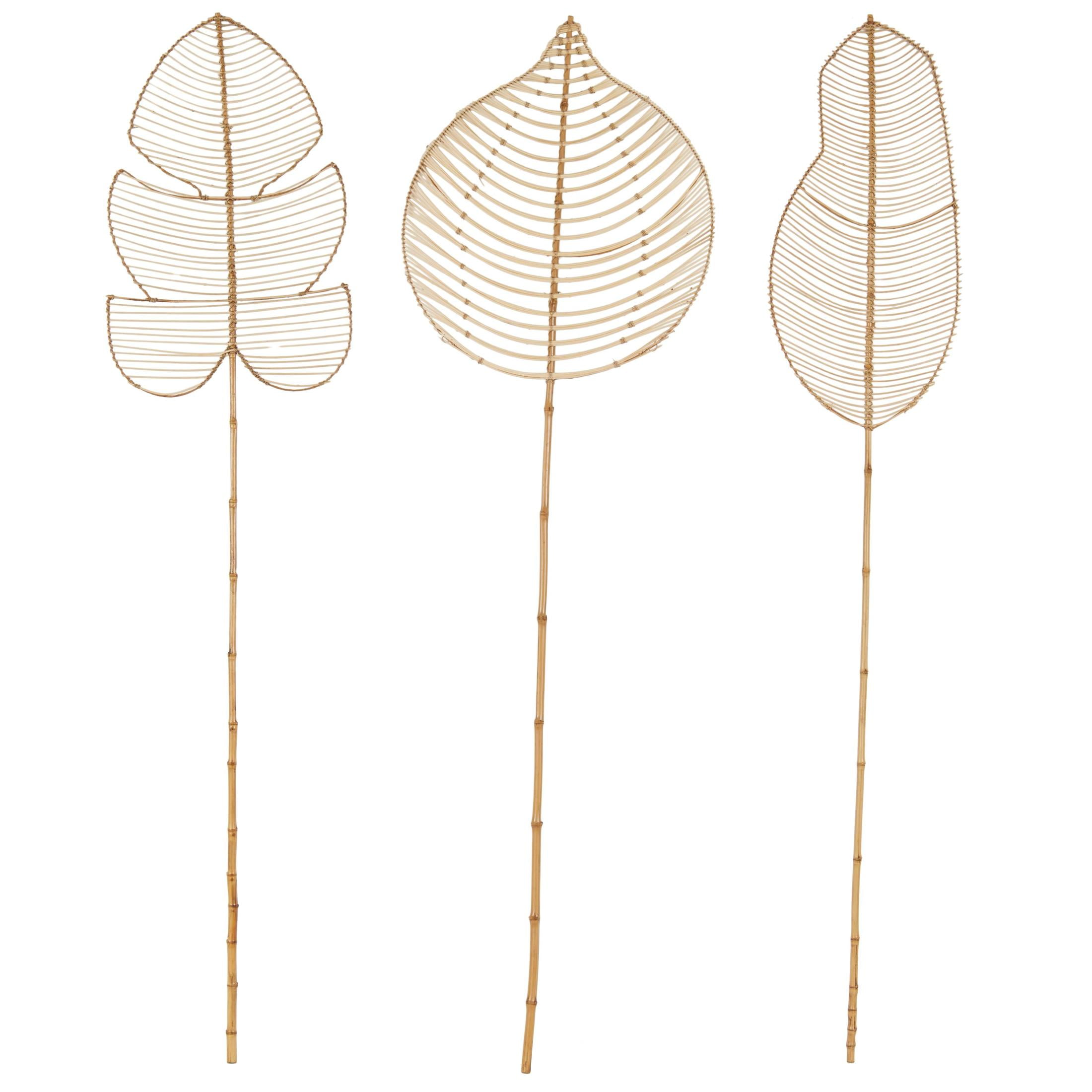 79" Palm Tree Handmade Tall Woven Leaf Stick Rattan Natural Foliage Branch Bouquet with Varying Shapes, by DecMode (3 Count)
