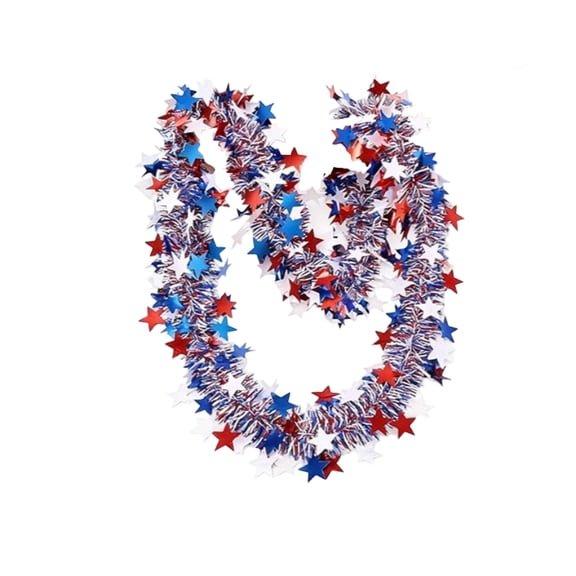 79" Red White Blue Flexible Patriotic Garlands, 4th of july Decor, Wire-Core PVC Tinsel Ribbons for Front Porch Columns, Balcony Railings & Parade Floats, US 250 Independence Day Outdoor Decor