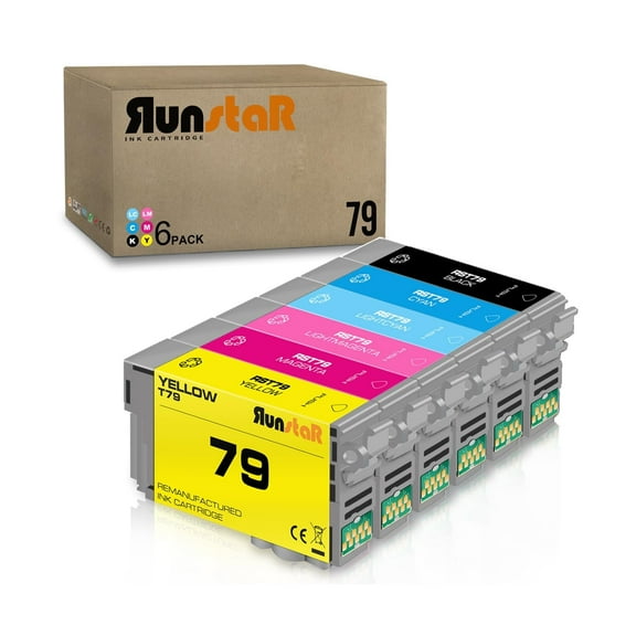 79 T079 Ink Cartridge 6 Packs Replacement for Epson Artisan 1430 Stylus Photo 1400 Printer (Black, Cyan, Yellow, Magenta, Yellow, Light Cyan, Light Magenta)