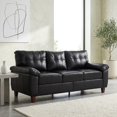 thumbnail image 1 of 79" Three-Seater Faux Leather Sofa with Hidden Storage, Black, 1 of 10