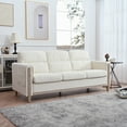 thumbnail image 1 of 79" Three-Seater Sofa, Modern Fabric Large Sofa Furniture, Upholstered Couch with Solid Wood Legs and Wide Armrest for Bedroom, Apartment, Home, Office, Living Room, Beige, 1 of 9