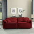 thumbnail image 1 of 79" Velvet Loveseat Sofa, 3-Seater Upholstered Sofa with Turned Inward Back and Arms, Luxury Modern Style Living Room Upholstery Sofa for Living Room Bedroom Apartment, Red, 1 of 8
