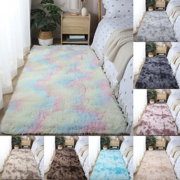 79" X 31" Soft Fluffy Tie-Dye Gradient Area Rug, Washable Shaggy Non-Slip Floor Mat, Luxurious Cozy Plush Carpet for Living Room Coffee Table, Bedroom Bedside, Home Decor for Family & Adults
