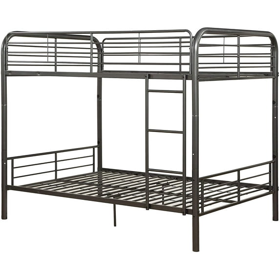 79" X 57" X 65" Gunmetal Metal Tube Full Over Full Bunk Bed