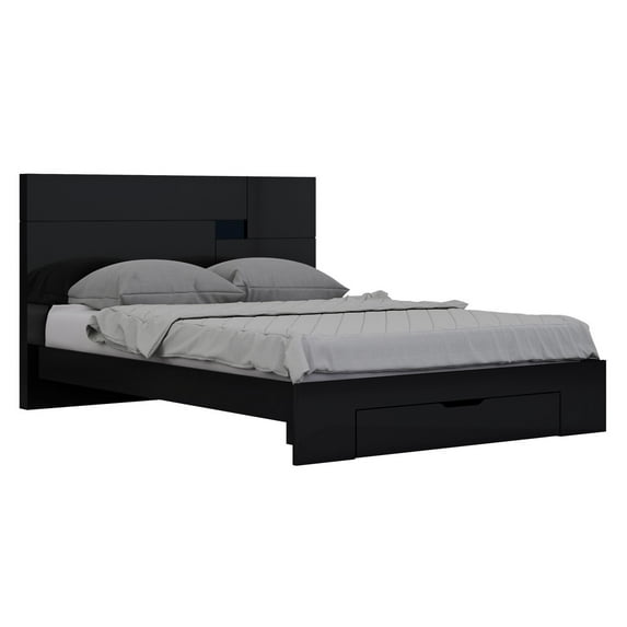 79" X 80" X 43" 4pc Eastern King Modern Black High Gloss Bedroom Set