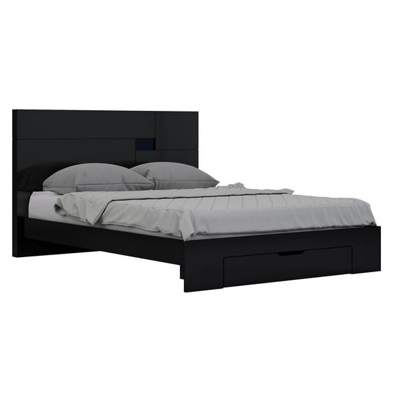 79" X 80" X 43" 4pc Eastern King Modern Black High Gloss Bedroom Set