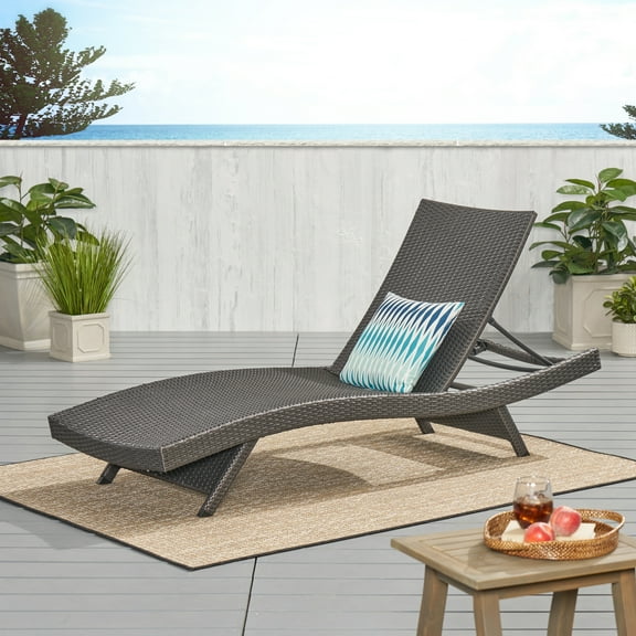 79 in. Brown PE Wicker Outdoor Chaise Lounge with Adjustable Backrest - Premium Recliner for Patio, Lawn, and Poolside
