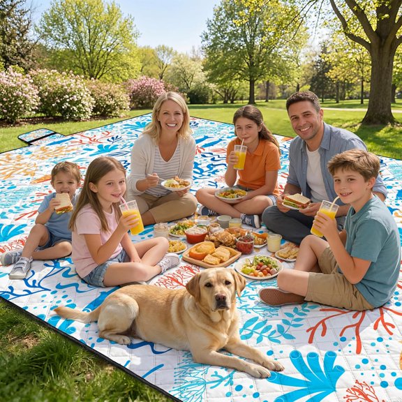 79" x 118" Picnic Blanket Extra Large,Waterproof Sandproof Foldable Outdoor Blanket Beach Blanket Ocean Picnic Mat for Camping,Lawn,Park(Coral)