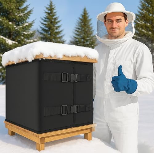 79" x 18" Winter Bee Hive Insulation Wrap for 8 & 10 Frame Beehives - Adjustable Beehive Wrap Fits 1 Deep + 1 Medium Boxes, 600D Oxford  Windproof Thermal Cover, Durable Beekeeping Supplies