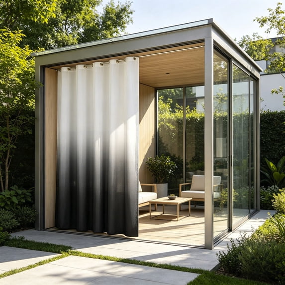 79"x71" Outdoor Waterproof Curtain, Thickened Privacy Screen Panel with Hanging Rings, Sun Shading Drape for Patio, Pergola, Porch & Gazebo, Windproof Fabric, 1 Panel