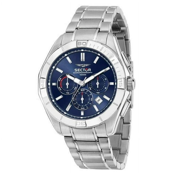 790 Chronograph Stainless Steel Blue Dial Quartz 100M Mens Watch, Blue - Adult