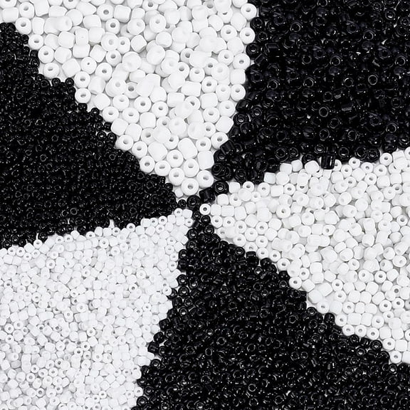 7908pcs Black White Seed Beads Mini Glass Pony Beads 2mm 3mm 4mm Seed Beads Round Spacer Bead for Earring Bracelet Necklace Jewelry Making Crafts Hole: 1~1.5mm