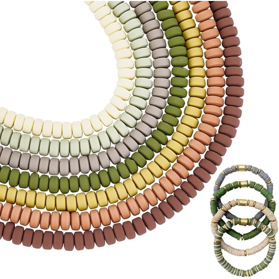 791 Pcs Clay Beads Strands 7 Colors Flat Round Heishi Beads Handmade Disc Spacer Beads Polymer Clay Beads Kit for DIY Friendship Bracelets Jewelry Making 6mm