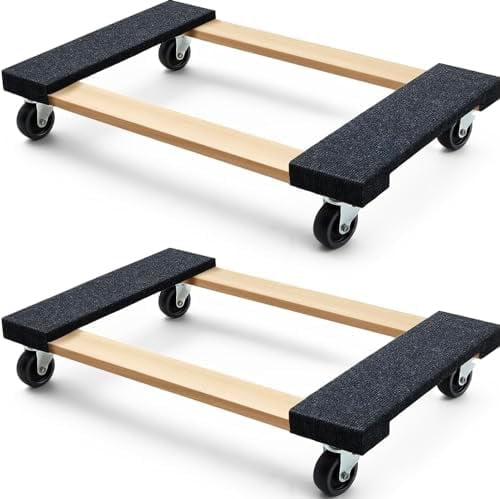 79545 30 in. x 18 in. Hardwood Furniture Moving Dolly 1,320 lbs. Capacity – 4 Swivel Wheels Heavy-Duty Furniture Dollies, 2 Pack