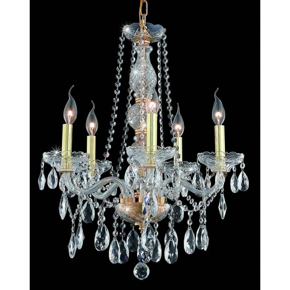 7955 Verona Collection Chandelier D:21in H:26in Lt:5 Gold Finish (Royal Cut Crystals)