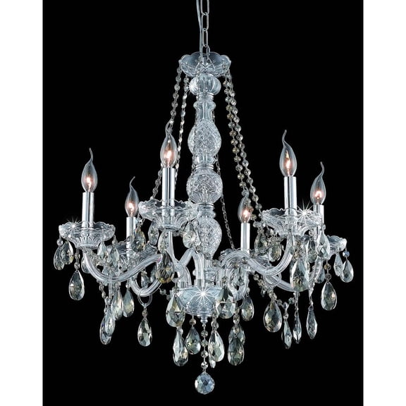 Verona 6 light Chrome Chandelier Golden Teak (Smoky) Royal Cut Crystal