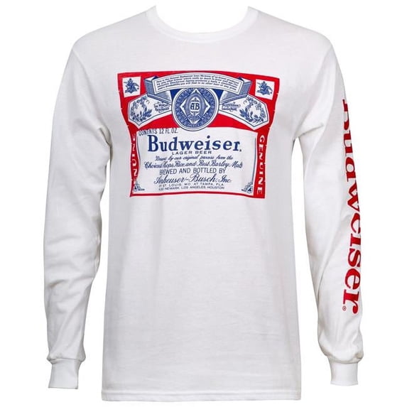 797626-L Beer Label Mens White Long Sleeve Shirt - Large