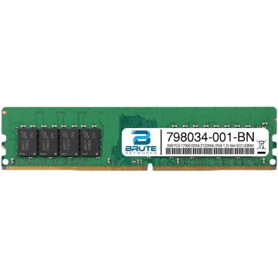 Brute Networks 798034-001-BN - 8GB DDR4-2133MHz 2Rx8 Non-ECC UDIMM (Compatible with OEM PN# 798034-001)