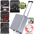 thumbnail image 1 of 799 Pieces Aluminum Trolley Case Tool Set, Household Tool Set Home Repair Basic Tool Kit Sets with Toolbox Storage Case, General Car Tools Mechanic Tool Box, Hand Tool Kits w/ Tool Box, Silver, J2927, 1 of 10