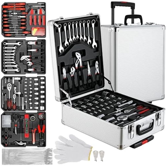 799pcs Mechanic Tool Set with Aluminum Trolley Case,Home Repair Tool kit,Complete Tool Box Set for Home,Automotive,Dorm,Garage$$Tools & Hardware Other