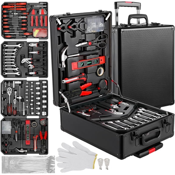 799pcs Mechanic Tool Set with Aluminum Trolley Case,Home Repair Tool kit,Complete Tool Box Set for Home,Automotive,Dorm,Garage,Black