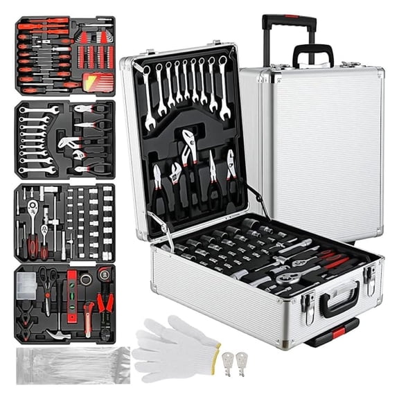 799pcs Mechanic Tool Set with Aluminum Trolley Case,Home Repair Tool kit,Complete Tool Box Set for Home,Automotive,Dorm,Garage