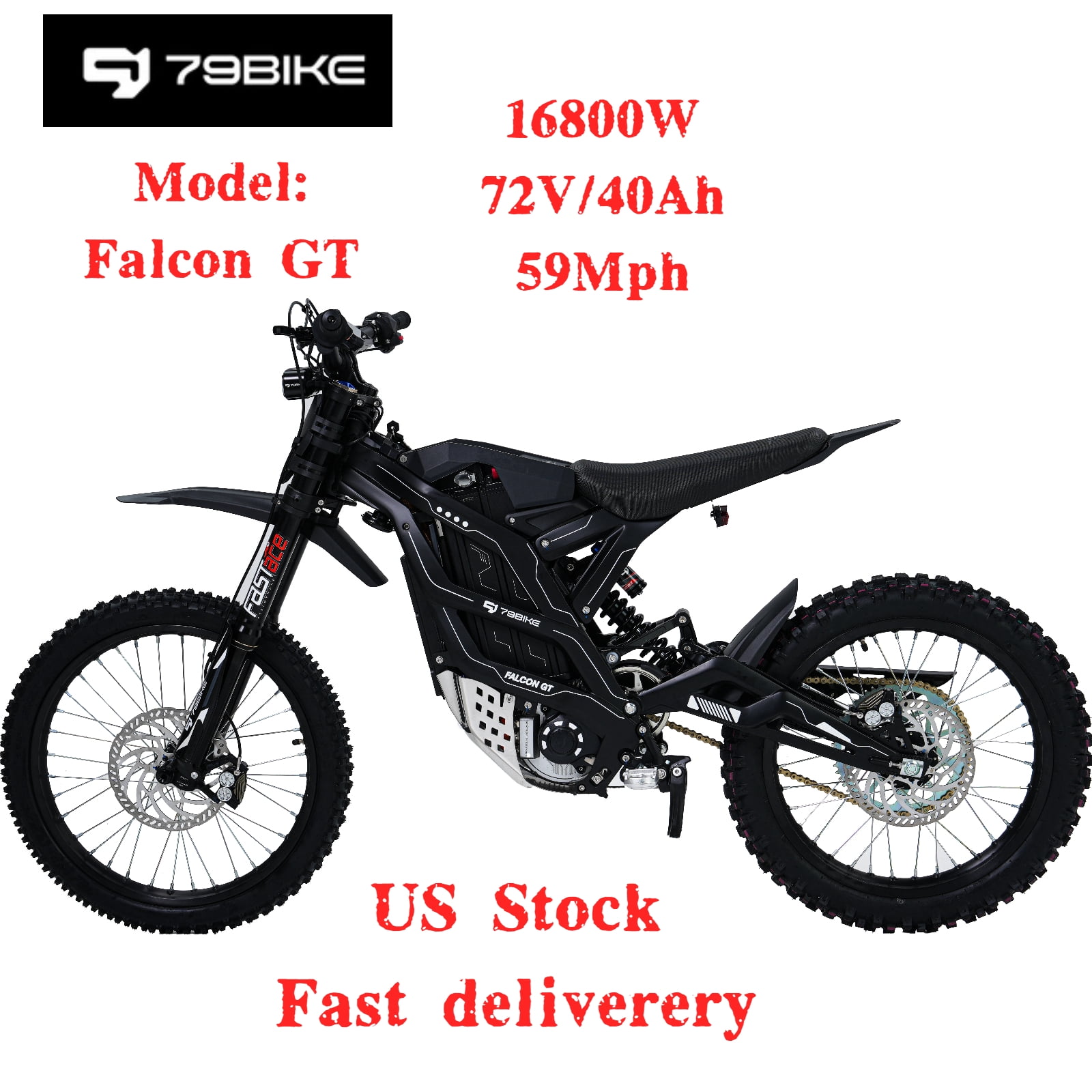 79BIKE Falcon GT Off-Road Electric Dirt Bike for Adults,16.8kW Power,72V 40Ah Battery,59 MPH,75 Miles Range,610 Nm Torque,Hydraulic Disc Brakes