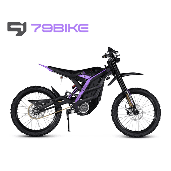 79Bike Falcon Pro Electric Dirt Bike for Adults, 10000W Motor, 72V/35Ah, 56mph, 75 Mile Range, Trail & OffRoad Dirt Bike, UL2849, Black&Purple