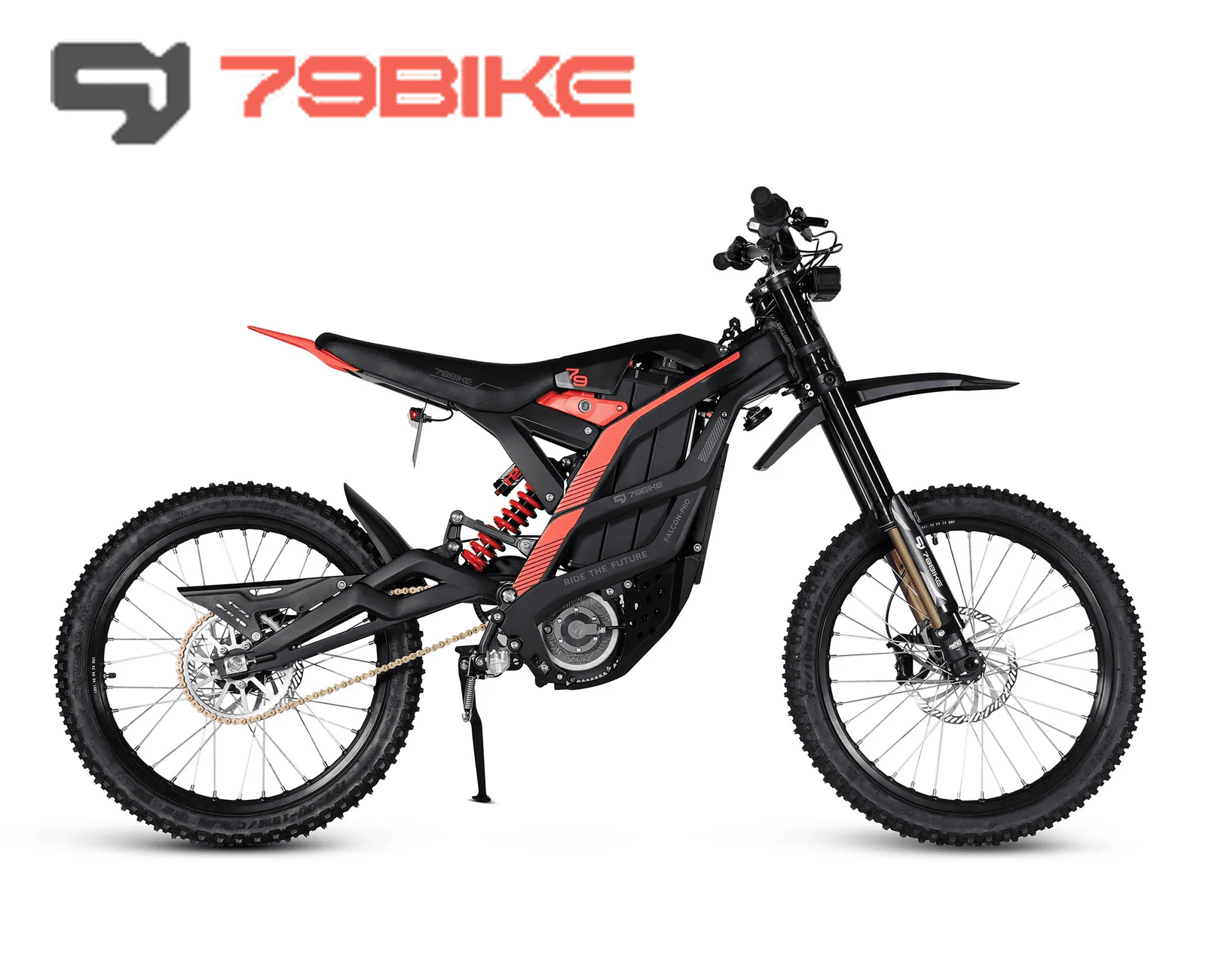 79Bike Falcon Pro Electric Dirt Bike for Adults, 10000W Motor, 72V/35Ah, 56mph, 75 Mile Range, Trail & Off‑Road Ebike, UL2849, Black&Red