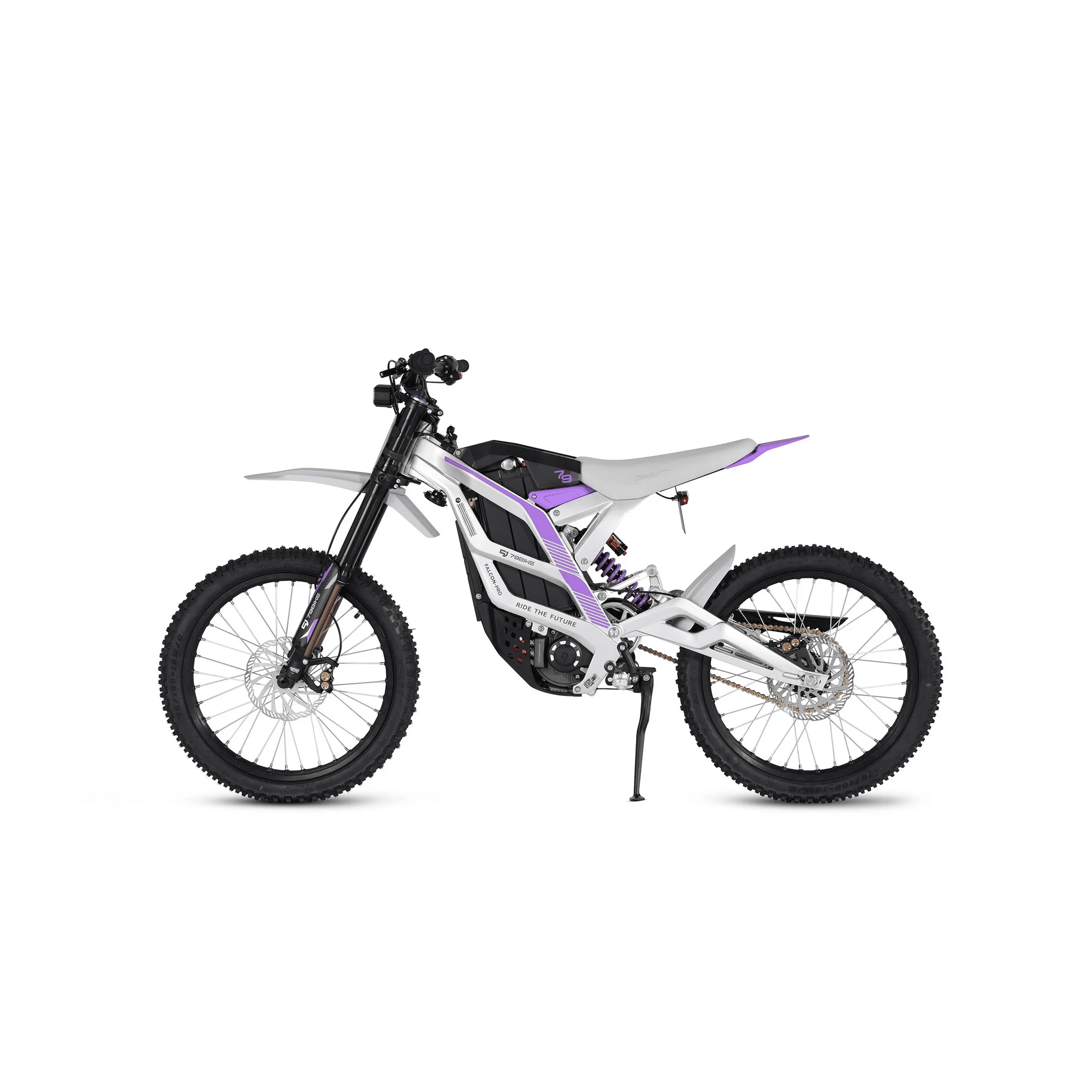79Bike Falcon Pro Electric Dirt Bike for Adults, 10000W Motor, 72V/35Ah, 56mph, 75 Mile Range, Trail & Off‑Road, UL2849, Silver-purple