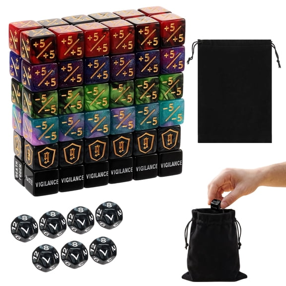 79Pcs Magic Dice Counters, MTG Counter Dice Set Acrylic Ability Keyword Counter and Plus Minus Dice Set for TCG Card Games