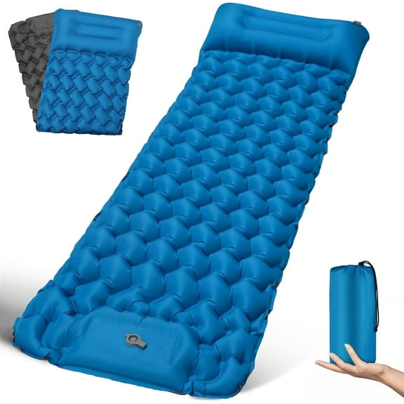Large Camping Sleeping Pad Extra Thick Durable Camping Inflatable Sofa Bed Outdoor Beach Mattress with Pillow for Backpacking Hiking Traveling,Blue