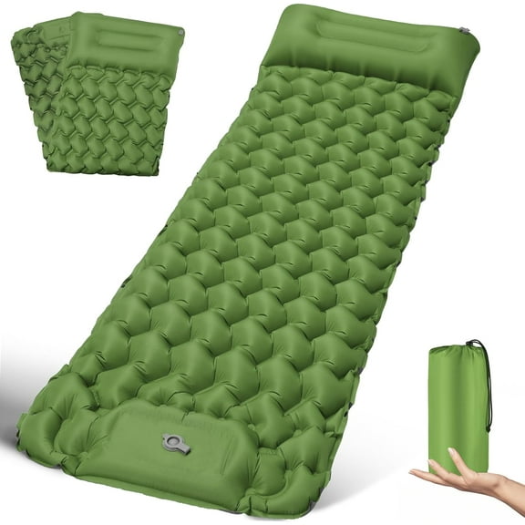 Camping Sleeping Pad Extra Thick Durable Camping Inflatable Sofa Bed Outdoor Beach Mattress with Pillow for Backpacking Hiking Traveling,Green