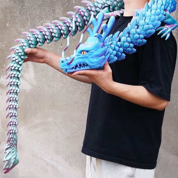 79inch 3D Printed dragon,Flexible Joint Animal lacertid Figurines,Realistic Eyes, Home Office Decor,Fidget Toy for Adults Teens Boy Festival Gifts