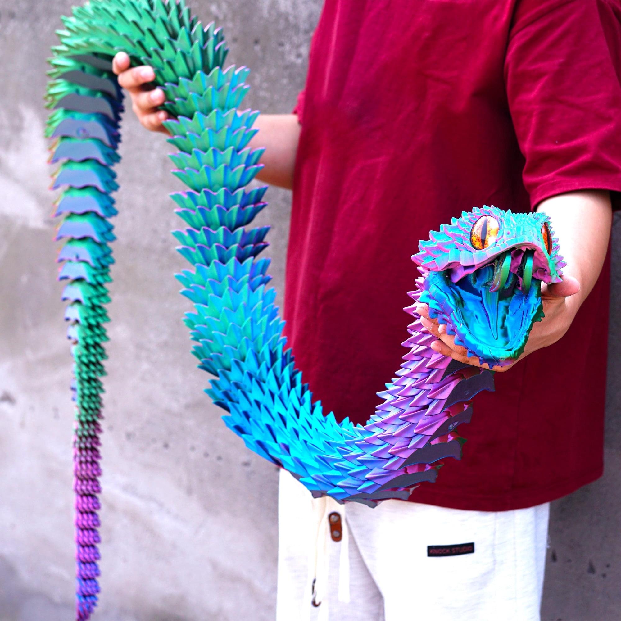79inch 3D Printed snake,Flexible Joint Animal lacertid Figurines,Realistic Eyes, Home Office Decor,Fidget Toy for Adults Teens Boy Festival Gifts