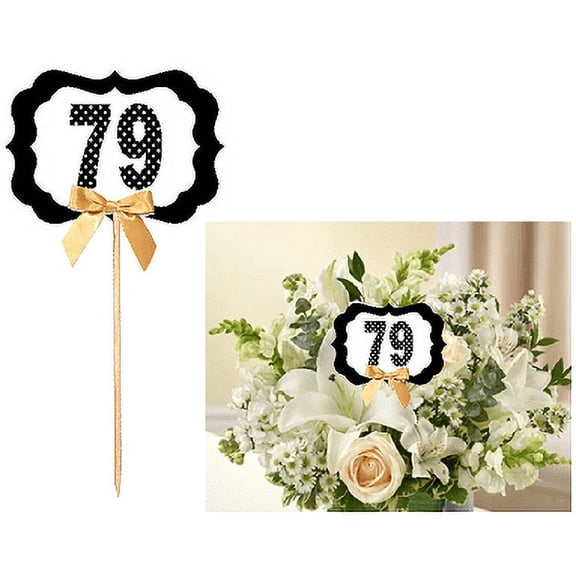 79th Birthday / Anniversary Table Decoration Party Centerpiece Pick - Set of 6