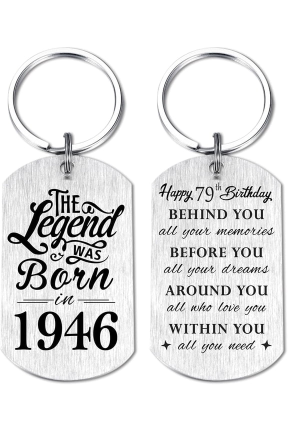 79th Birthday Gifts for Men 1946, Happy 79th Birthday Keychain, 79 Year Old Birthday Gift for Male Man, The Legend was Born in 1946
