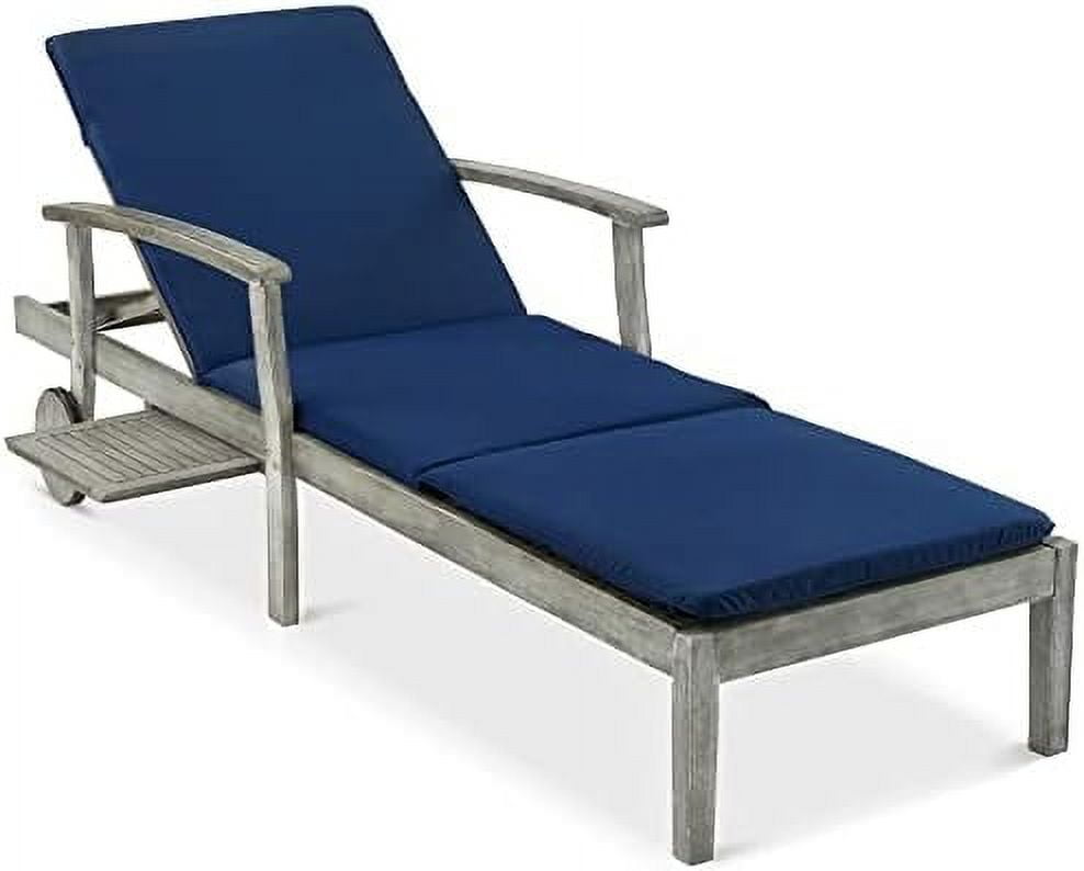 79x26in Acacia Wood Chaise Lounge Chair Recliner Outdoor for Patio