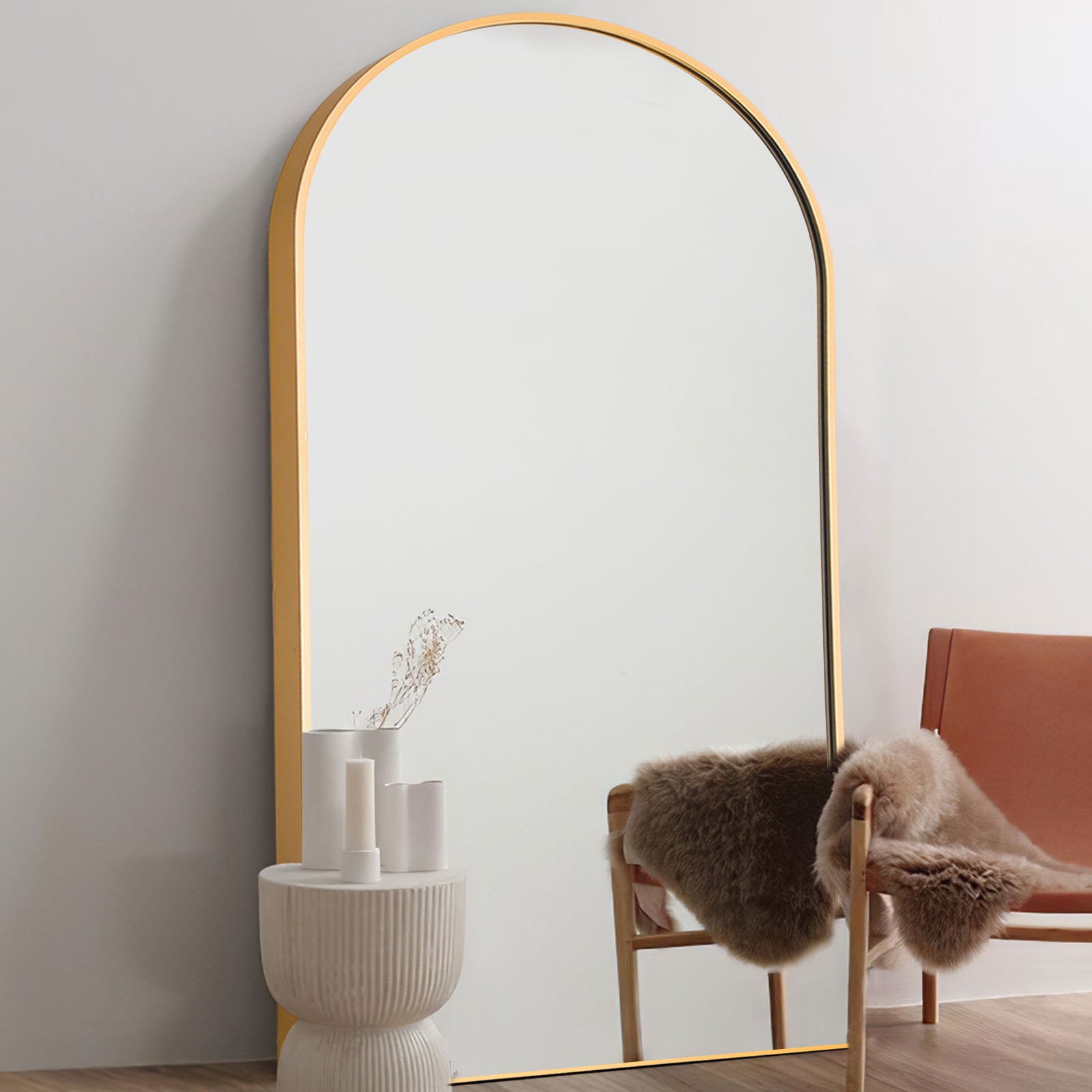MAYEERTY 79x35 Oversized Arch Aluminum Alloy Frame Full Length Mirror Floor Mirror,Gold