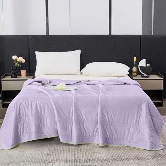 79x60in Double Bedding Quilt Summer Cooling Comforter Lightweight Soft Microfiber Bedspread for All Seasons, Breathable Blanket for Bedroom Guest Room Travel Sofa