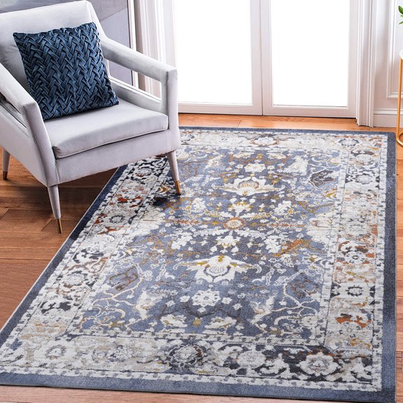 79x93 in Blue - Non - Shedding and Easy to Clean - Bedroom, Study - Trendy Home Decor