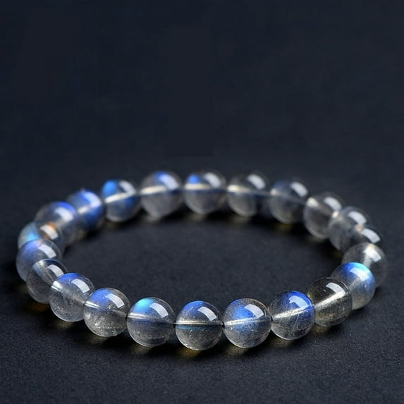 7A Level Natural Gray Moonstone Blue Light Ball Bracelet