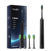 7AM2M Sonic Electric Toothbrush, High Power Rechargeable Toothbrushes, 5 Modes with 2 Minutes Built in Smart Timer, with 4 Brush Heads for Adults and Kids, One 